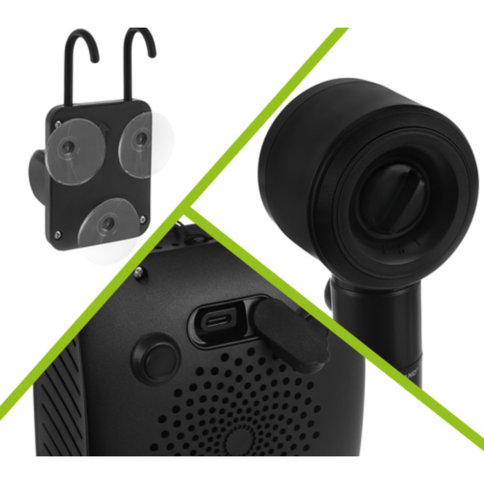 Dus portabil VarioShop®, reincarcabil 8000mAh, pompa electrica USB, afisaj LED, 5 trepte presiune, 4 moduri jet, IPX8, ideal camping, plaja, gradina [4]