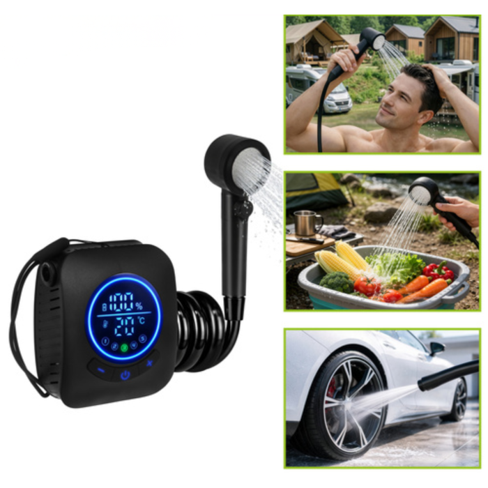 Dus portabil VarioShop®, reincarcabil 8000mAh, pompa electrica USB, afisaj LED, 5 trepte presiune, 4 moduri jet, IPX8, ideal camping, plaja, gradina [3]