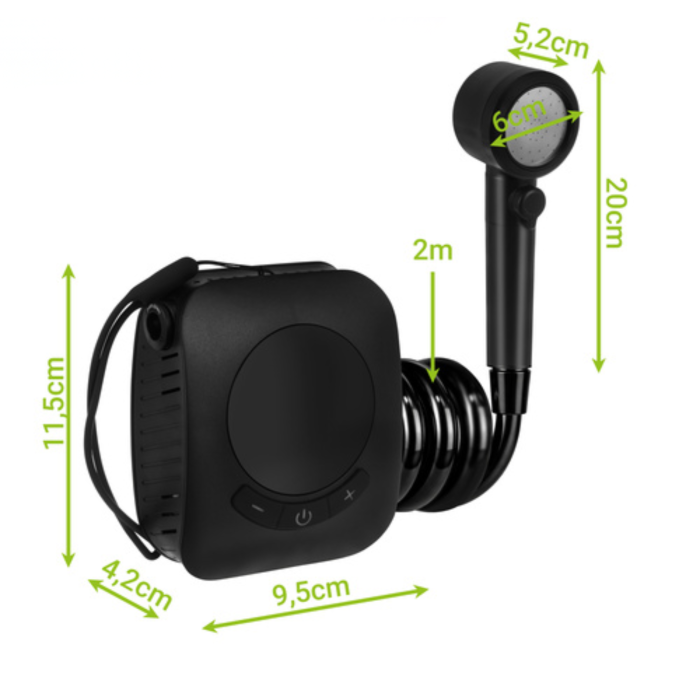 Dus portabil VarioShop®, reincarcabil 8000mAh, pompa electrica USB, afisaj LED, 5 trepte presiune, 4 moduri jet, IPX8, ideal camping, plaja, gradina [5]