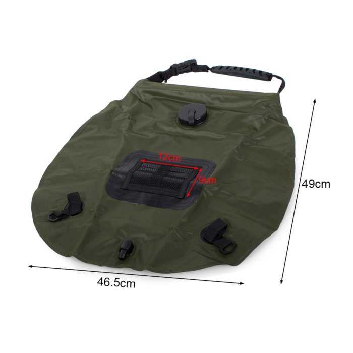 Dus solar portabil VarioShop®, pentru camping si excursii, cu afisaj temperatura apa 20l, solutia ideala pentru igiena si confort in natura, usor de utilizat si transportat, Kaki [12]