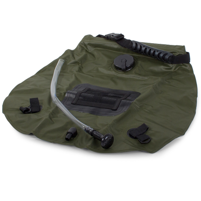 Dus solar portabil VarioShop®, pentru camping si excursii, cu afisaj temperatura apa 20l, solutia ideala pentru igiena si confort in natura, usor de utilizat si transportat, Kaki [13]