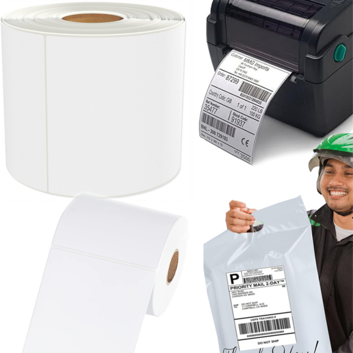 Etichete termice autoadezive VarioShop®, 100 x 150 mm, perfor de rupere, pentru AWB,  curierat, depozit si e-commerce, 500 etichete/rola, alb [8]