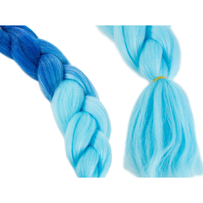 Extensii par sintetic pentru impletituri VarioShop®, fibra sintetica, rezistenta la temperaturi ridicate, 60 cm, albastru ombre [9]