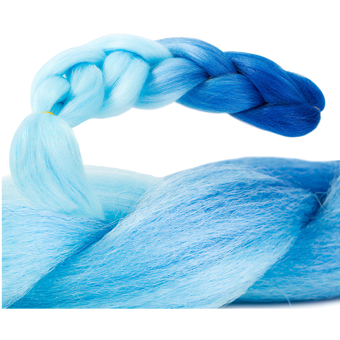 Extensii par sintetic pentru impletituri VarioShop®, fibra sintetica, rezistenta la temperaturi ridicate, 60 cm, albastru ombre [7]