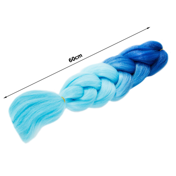 Extensii par sintetic pentru impletituri VarioShop®, fibra sintetica, rezistenta la temperaturi ridicate, 60 cm, albastru ombre [2]