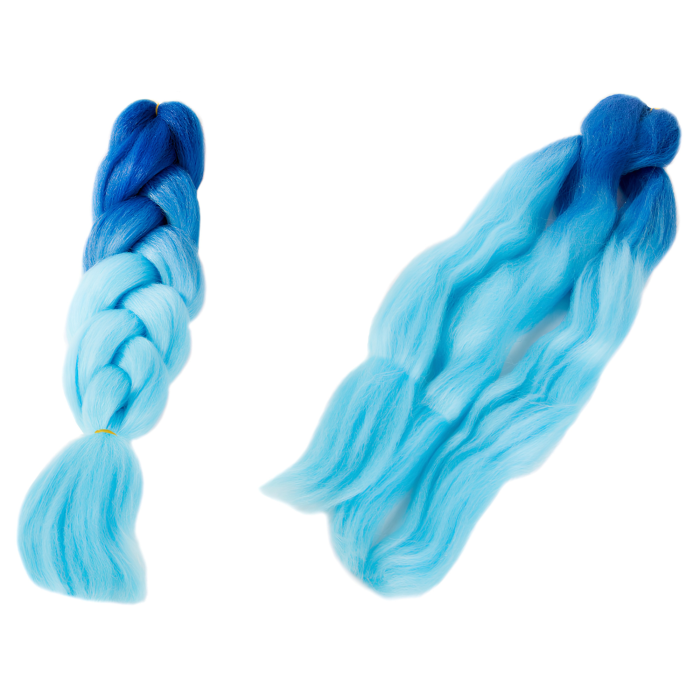 Extensii par sintetic pentru impletituri VarioShop®, fibra sintetica, rezistenta la temperaturi ridicate, 60 cm, albastru ombre [6]