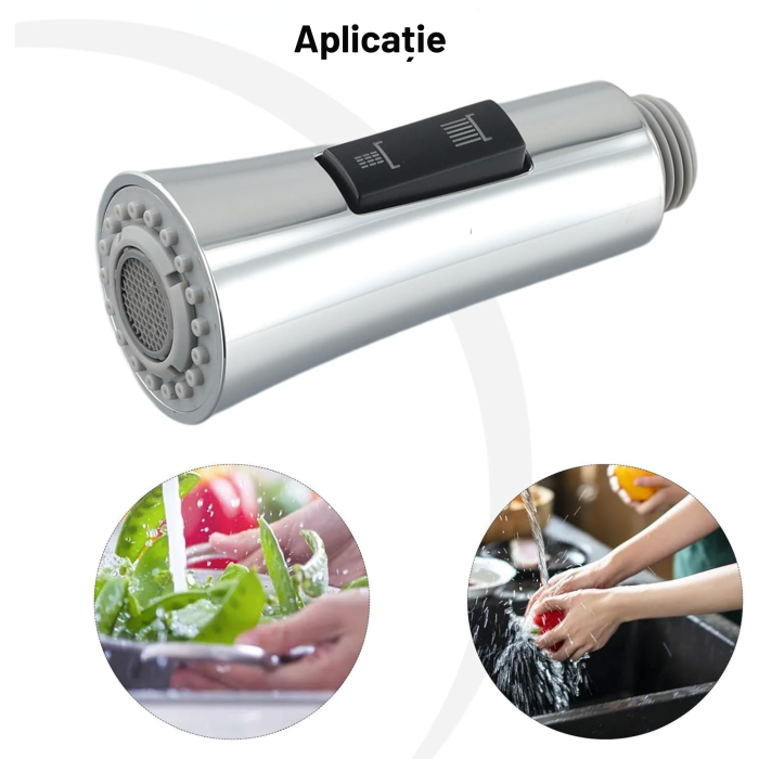 Extensie pentru robinet VarioShop®, universal, pentru baie, bucatarie, dimensiune M22, 2 moduri de pulverizare, economisire apa, instalare usoara, Argintiu [2]