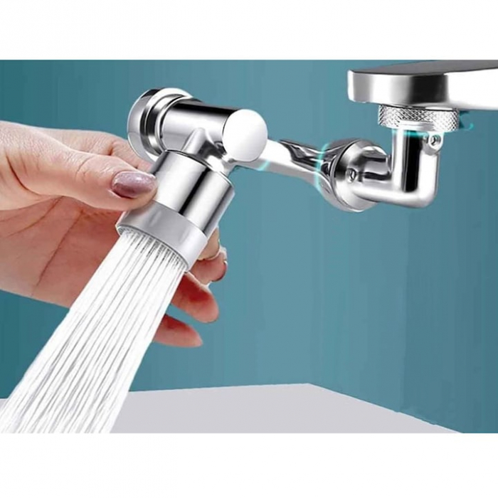 Extensie rotativa pentru robinet VarioShop®, prelungitor pentru baterie chiuveta, pivotant in orice directie, economizor apa, metal, Argintiu [11]