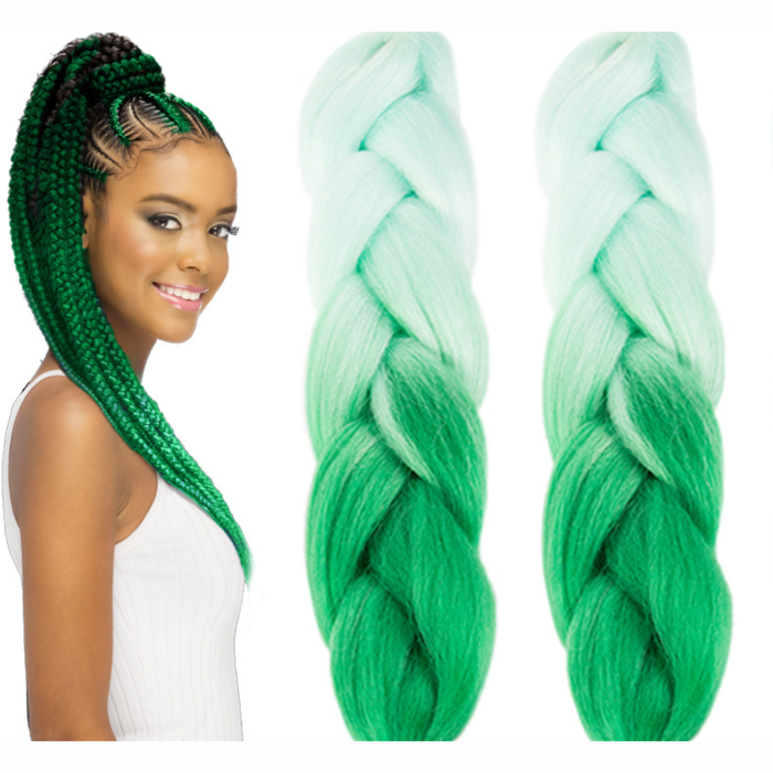 Extensii de păr sintetic pentru împletituri VarioShop®, verde ombre, lungime 60 cm [6]