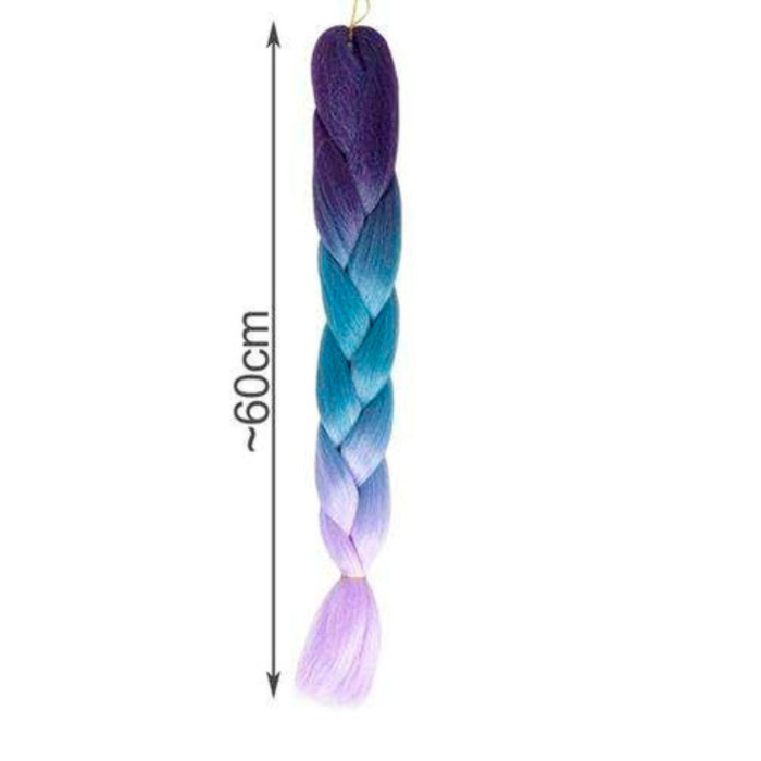 Extensii par sintetic pentru impletituri VarioShop®, ombre albastru mov, 60 cm [5]