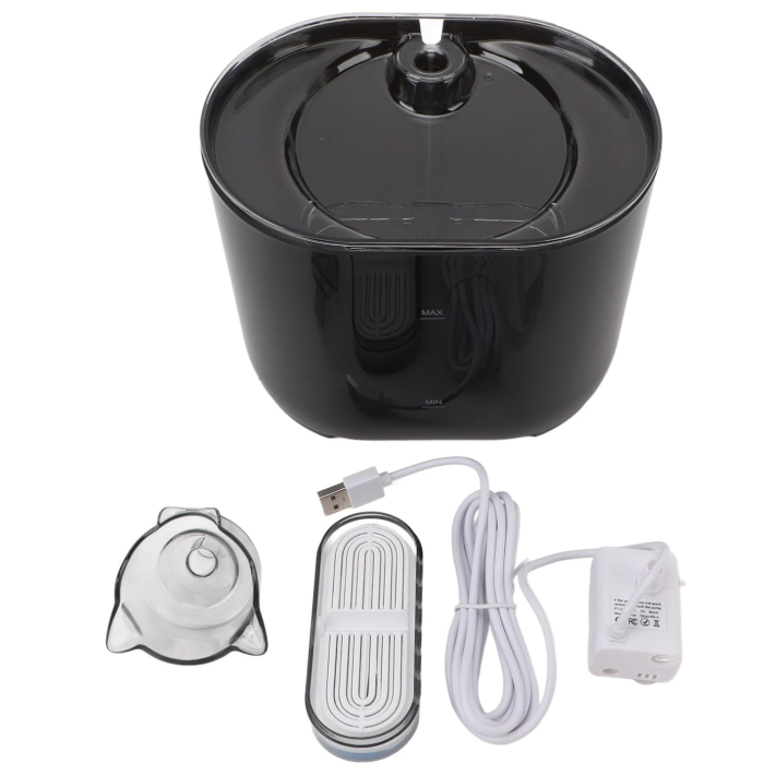 Fântână automată apă pentru pisici și câini mici 2,2L cu filtru HEPA, pompă silențioasă <35 dB, USB 5V, vas transparent – hidratare sănătoasă pentru animale de companie [15]