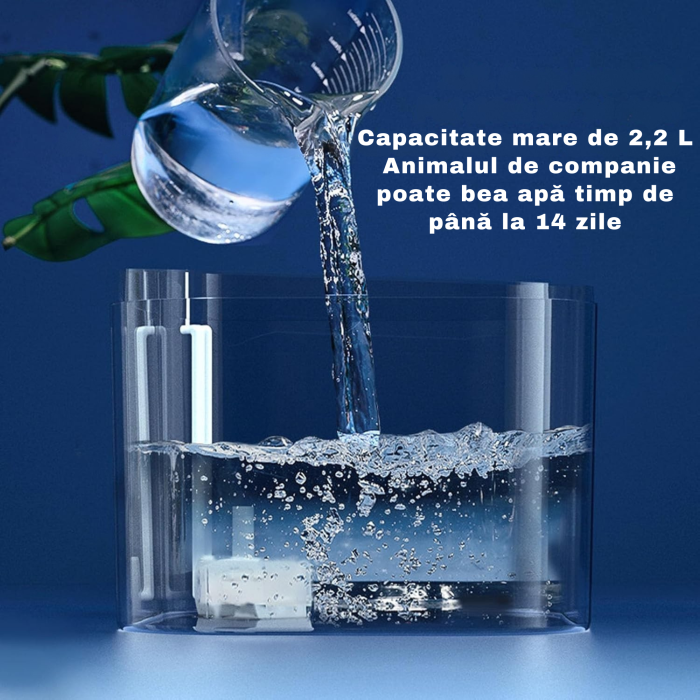 Fântână automată apă pentru pisici și câini mici 2,2L cu filtru HEPA, pompă silențioasă <35 dB, USB 5V, vas transparent – hidratare sănătoasă pentru animale de companie [3]