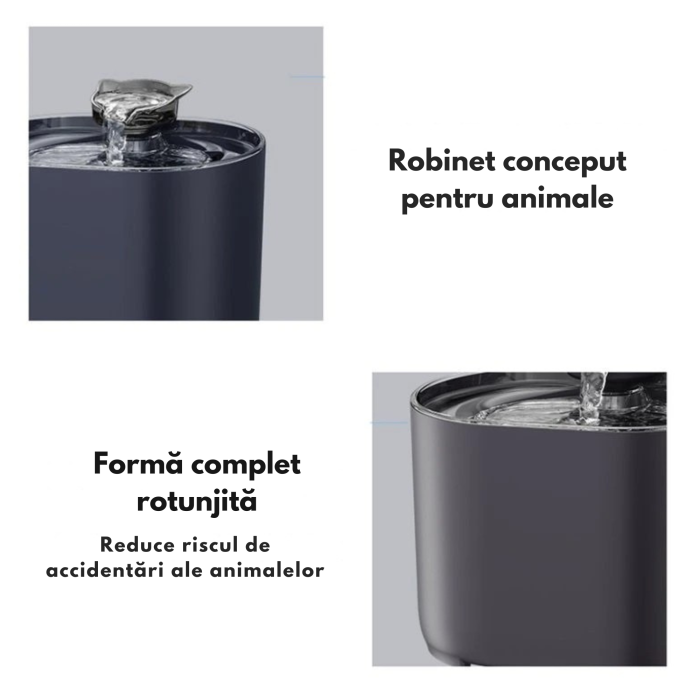 Fântână automată apă pentru pisici și câini mici 2,2L cu filtru HEPA, pompă silențioasă <35 dB, USB 5V, vas transparent – hidratare sănătoasă pentru animale de companie [7]