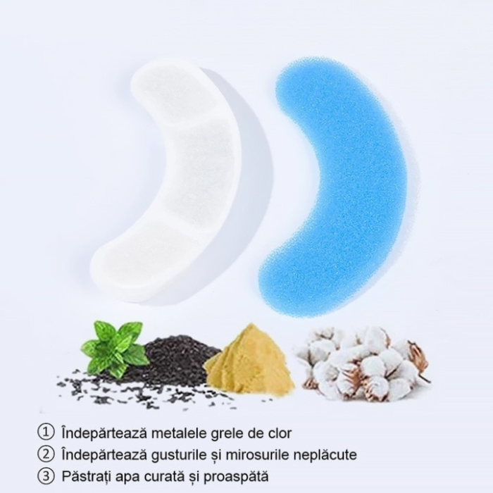 Fantana automata de apa pentru caini si pisici VarioShop®, filtrare tripla, functionare silentioasa, design modern, pentru hidratare zilnica, 16.5 cm x 15.5 cm, Transparent [7]