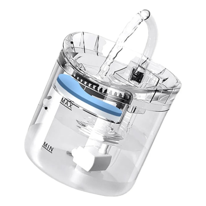 Fantana automata de apa pentru caini si pisici VarioShop®, filtrare tripla, functionare silentioasa, design modern, pentru hidratare zilnica, 16.5 cm x 15.5 cm, Transparent [11]