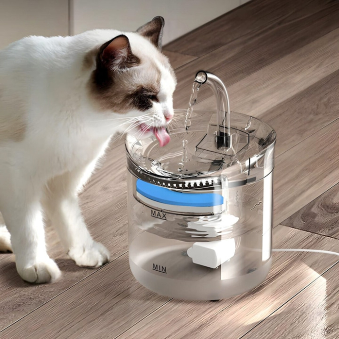 Fantana automata de apa pentru caini si pisici VarioShop®, filtrare tripla, functionare silentioasa, design modern, pentru hidratare zilnica, 16.5 cm x 15.5 cm, Transparent [1]