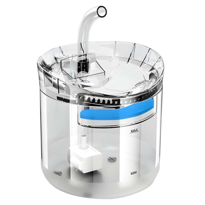 Fantana automata de apa pentru caini si pisici VarioShop®, filtrare tripla, functionare silentioasa, design modern, pentru hidratare zilnica, 16.5 cm x 15.5 cm, Transparent [12]