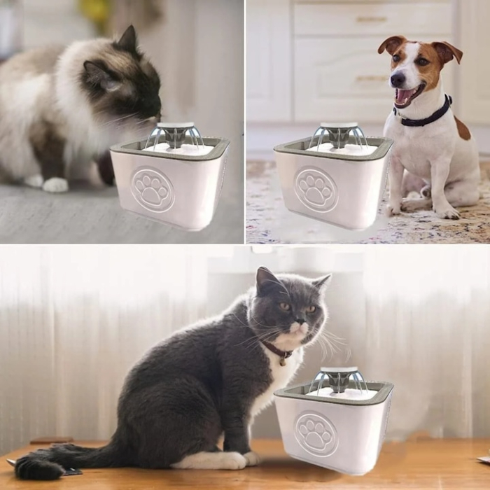 Fantana automata de apa VarioShop®, 2.5 L pentru pisici si caini, adapatoare silentioasa cu filtru de carbon activ, 3 trepte de debit si alimentare USB, hidratare continua si igienica pentru animalele [6]