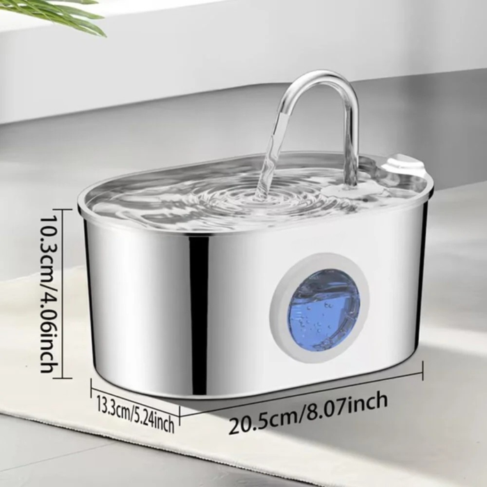 Fantana automata pentru animale VarioShop®, 2.2L, otel inoxidabil 304, sistem filtrare multipla, pompa silentioasa, pentru pisici si caini de talie mica, argintiu [6]