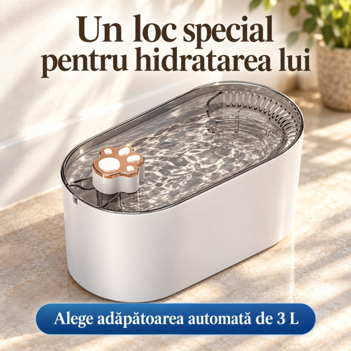 Fantana automata VarioShop, pentru animale de companie, cu purificare, filtrare si carbon activ, pompa silentioasa, alimentare USB, 1 filtru inclus, 3L, alb [6]