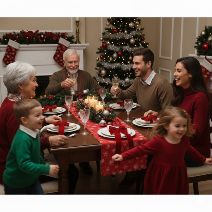 Fata de masa de Craciun VarioShop®, 185x35 cm, decor festiv pentru masa, protectie si design elegant pentru sarbatori [2]