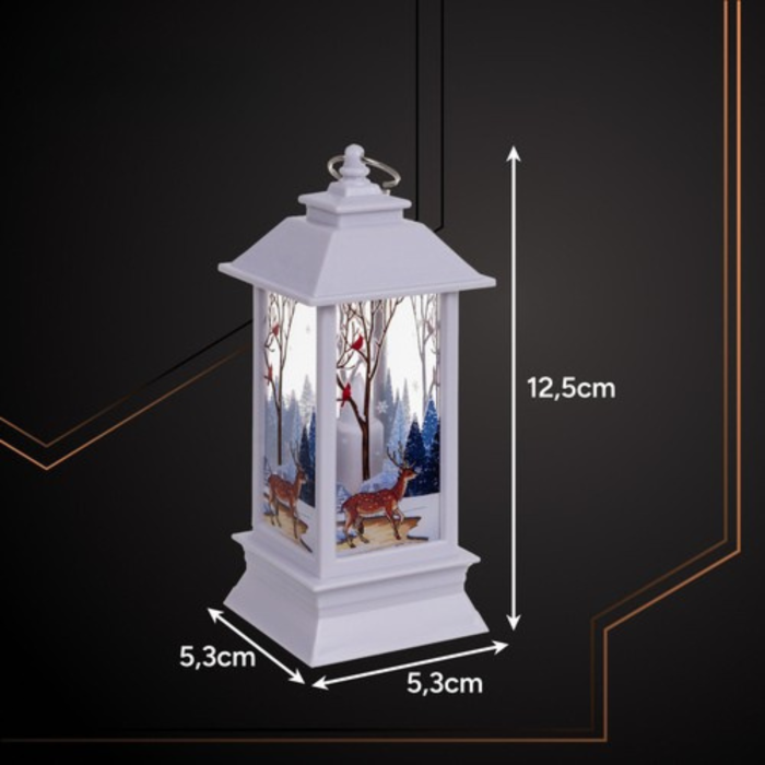 Felinar LED de Craciun VarioShop®, 2W, material rezistent, ornament festiv si elegant, 12.5 x 5.3 cm, alb [9]