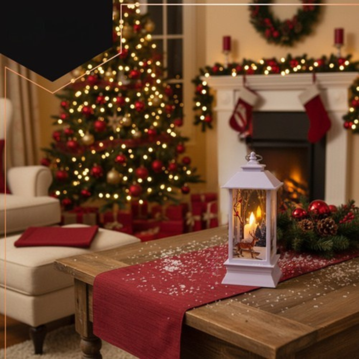 Felinar LED de Craciun VarioShop®, 2W, material rezistent, ornament festiv si elegant, 12.5 x 5.3 cm, alb [7]