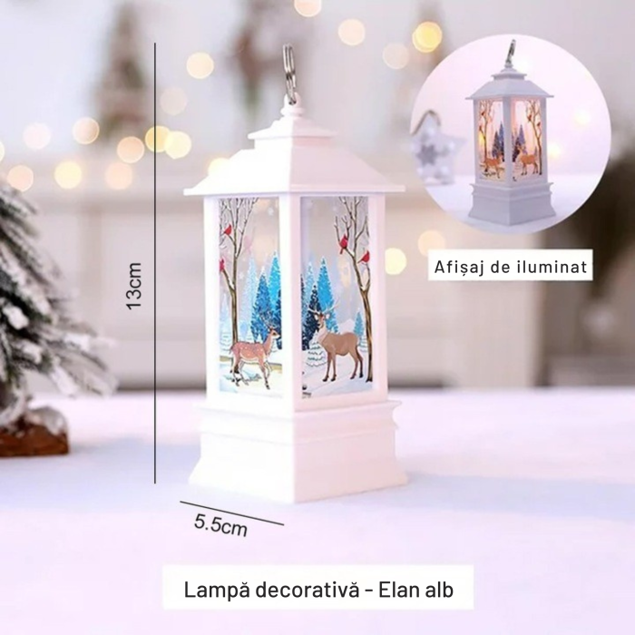 Felinar LED de Craciun VarioShop®, 2W, material rezistent, ornament festiv si elegant, 12.5 x 5.3 cm, alb [8]