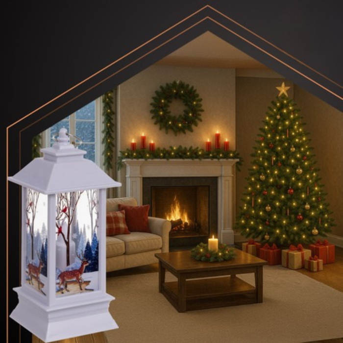 Felinar LED de Craciun VarioShop®, 2W, material rezistent, ornament festiv si elegant, 12.5 x 5.3 cm, alb [5]