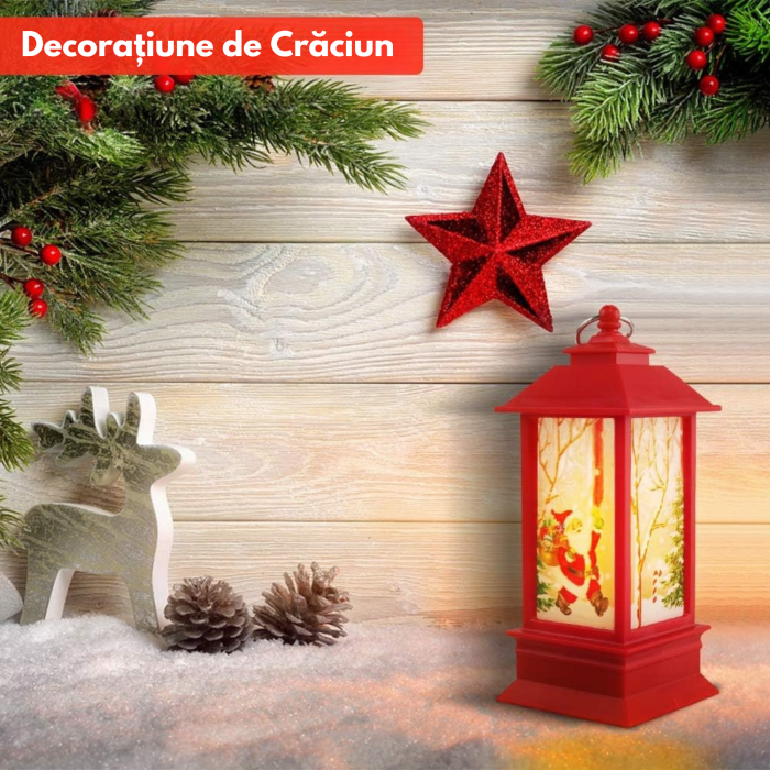 Felinar LED de Craciun VarioShop®, 2W, material rezistent, ornament festiv si elegant, 12.5 x 5.3 cm, rosu [9]