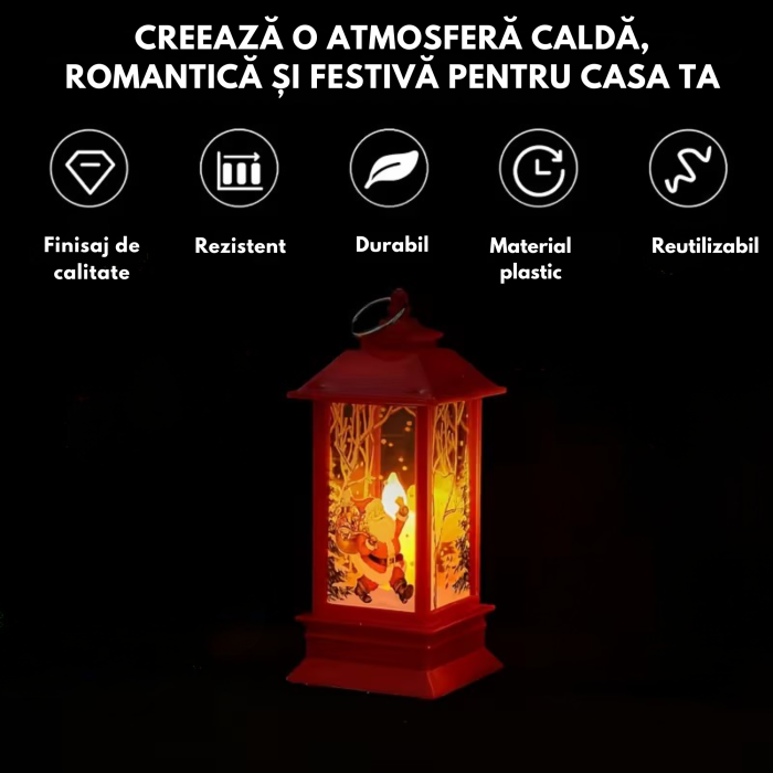 Felinar LED de Craciun VarioShop®, 2W, material rezistent, ornament festiv si elegant, 12.5 x 5.3 cm, rosu [8]