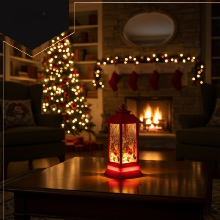 Felinar LED de Craciun VarioShop®, 2W, material rezistent, ornament festiv si elegant, 12.5 x 5.3 cm, rosu [12]