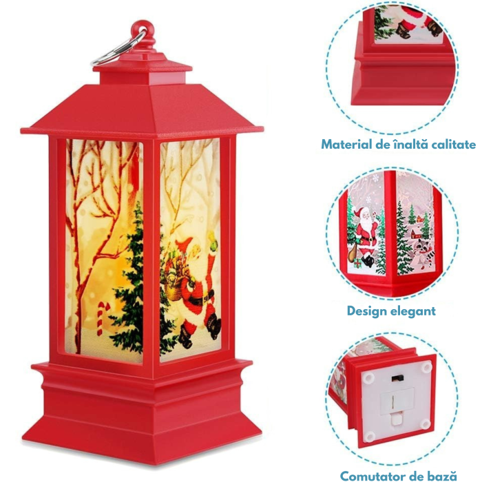 Felinar LED de Craciun VarioShop®, 2W, material rezistent, ornament festiv si elegant, 12.5 x 5.3 cm, rosu [6]