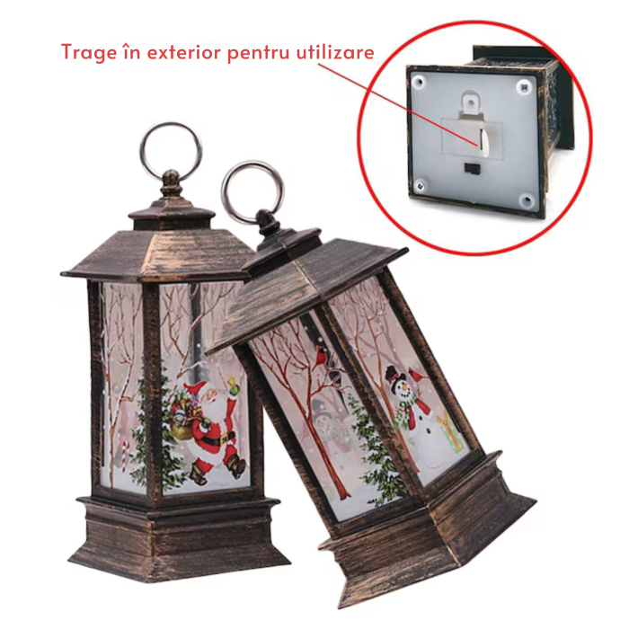 Felinar LED de Craciun VarioShop®, lumina calda decorativa, ornament festiv pentru interior si exterior, baterii incluse, 12.5 cm, auriu [3]