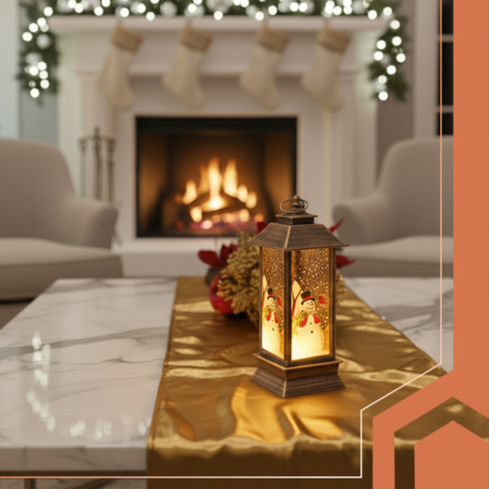 Felinar LED de Craciun VarioShop®, lumina calda decorativa, ornament festiv pentru interior si exterior, baterii incluse, 12.5 cm, auriu [11]