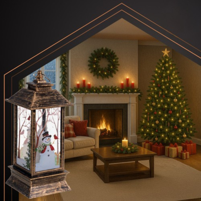 Felinar LED de Craciun VarioShop®, lumina calda decorativa, ornament festiv pentru interior si exterior, baterii incluse, 12.5 cm, auriu [9]