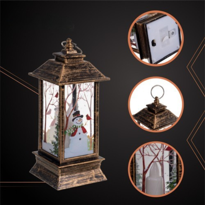 Felinar LED de Craciun VarioShop®, lumina calda decorativa, ornament festiv pentru interior si exterior, baterii incluse, 12.5 cm, auriu [7]