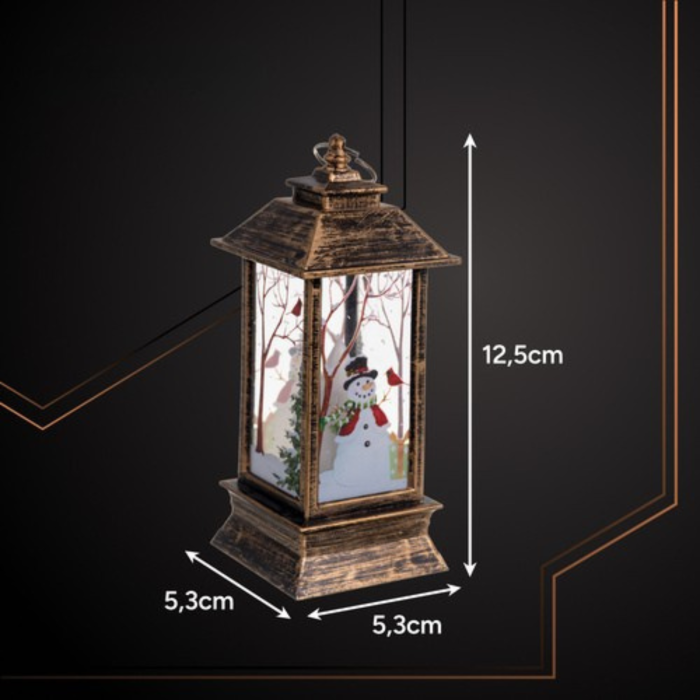 Felinar LED de Craciun VarioShop®, lumina calda decorativa, ornament festiv pentru interior si exterior, baterii incluse, 12.5 cm, auriu [13]