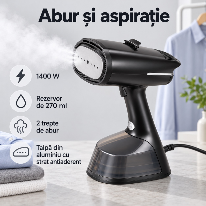 Fier de calcat cu abur portabil VarioShop®, 1400W, calcare usoara cu functie de aspirare, 2 trepte de abur, rezervor 270 ml [6]
