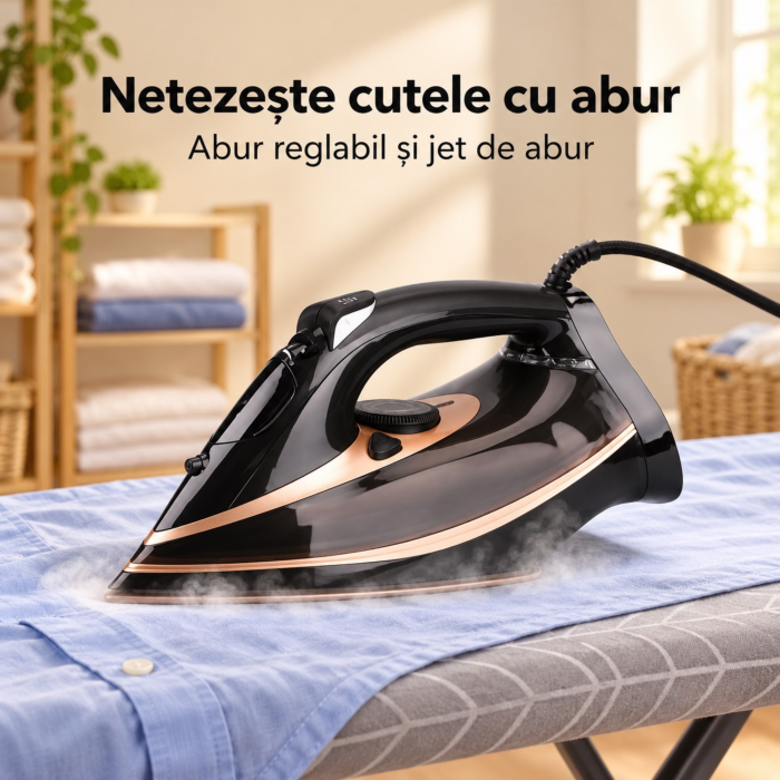 Fier de calcat cu abur VarioShop®, talpa ceramica, debit continuu 40 g/min, jet 160 g/min, rezervor 360 ml, calcare verticala, anticalcar, anti-picurare, autocuratare [5]