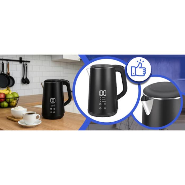Fierbător Electric VarioShop, 1500W, 1.6L, Negru Mat, Panou Tactil, Funcție Mentinere Temperatură [8]