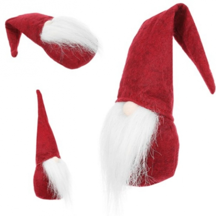 Figurina decorativa gnom de Craciun VarioShop®, decoratiune unica, ideal pentru cadou, material textil, 30 x 8 cm, Rosu [2]