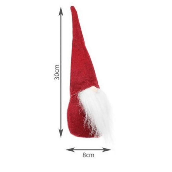 Figurina decorativa gnom de Craciun VarioShop®, decoratiune unica, ideal pentru cadou, material textil, 30 x 8 cm, Rosu [3]