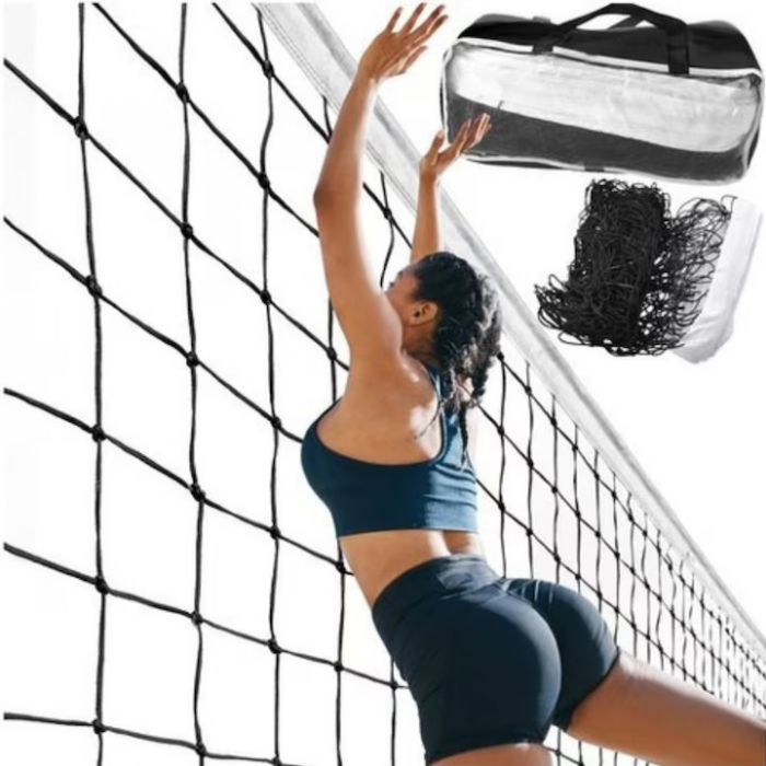 Fileu VarioShop® pentru volei, badminton si tenis, Plasa rezistenta, Cadru durabil, Geanta de transport cu fermoar si maner inclusa, Dimensiune 9.5 x 1 m, Negru [6]