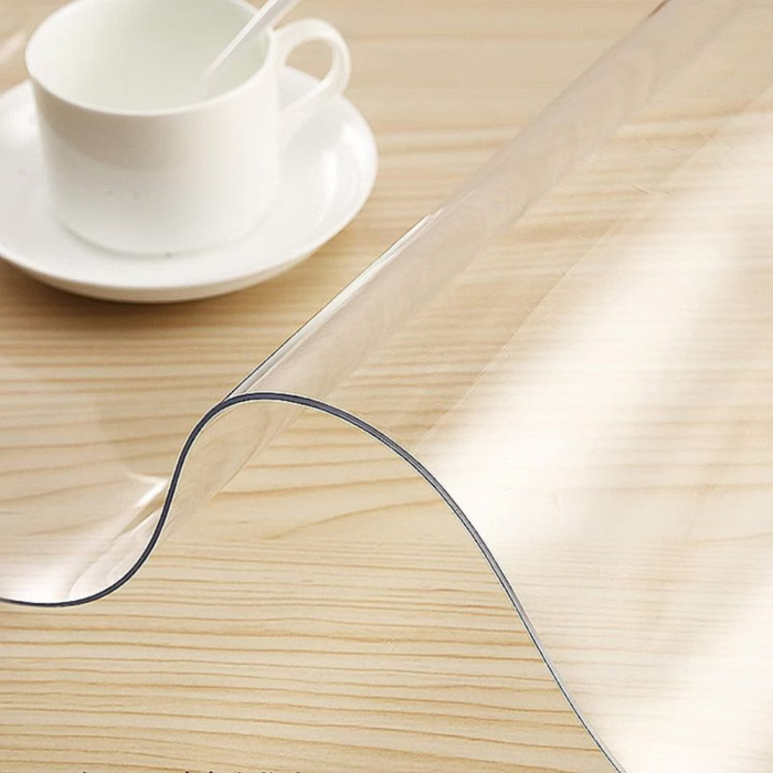 Folie protectie masa VarioShop®, efect de sticla, impermeabila, rezistenta la uzura, margini rotunjite, grosime 1 mm, 120 x 60 cm, Transparent [14]