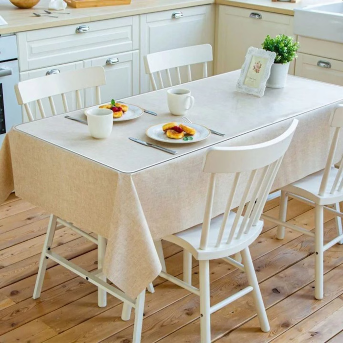 Folie protectie masa VarioShop®, efect de sticla, impermeabila, rezistenta la uzura, margini rotunjite, grosime 1 mm, 120 x 60 cm, Transparent [21]