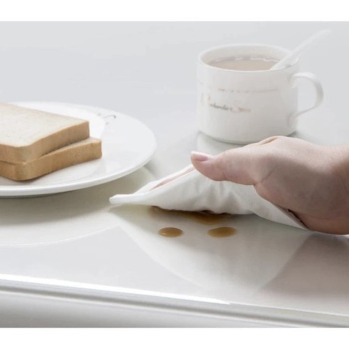 Folie protectie masa VarioShop®, efect de sticla, impermeabila, rezistenta la uzura, margini rotunjite, grosime 1 mm, 120 x 60 cm, Transparent [5]