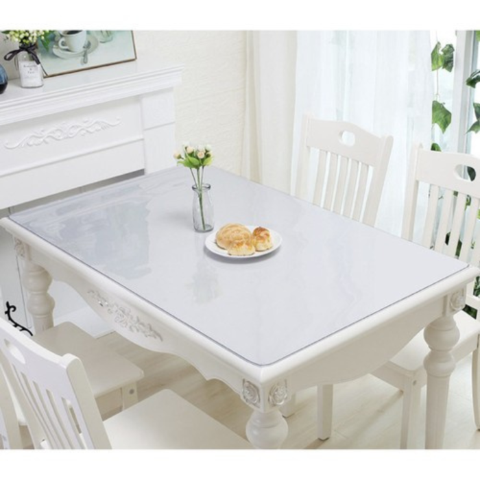 Folie protectie masa VarioShop®, efect de sticla, impermeabila, rezistenta la uzura, margini rotunjite, grosime 1 mm, 120 x 60 cm, Transparent [3]