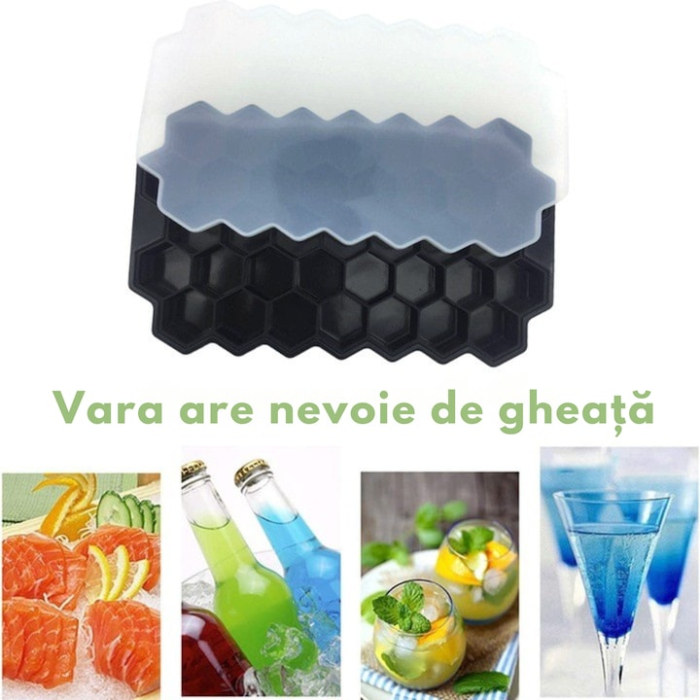 Forma pentru cuburi de gheata cu capac VarioShop®, pentru bauturi racoritoare, silicon alimentar, non-toxic, Negru [4]