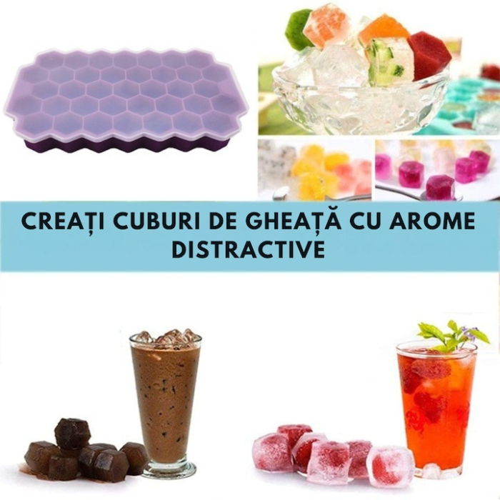 Forma pentru cuburi de gheata cu capac VarioShop®, pentru bauturi racoritoare, silicon alimentar, non-toxic, Negru [3]